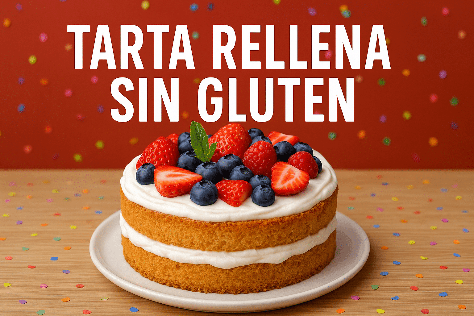 🥖 Receta de Tarta Rellena Sin Gluten con Nata y Frutas | Ideal para Celebraciones